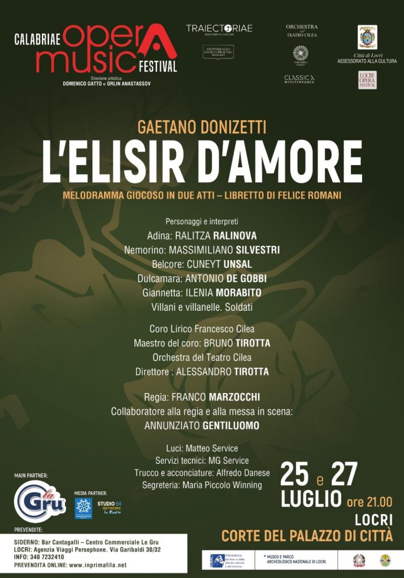 REGGIO CALABRIA: Il 25 e il 27 luglio “L’elisir d’amore” di Donizetti 